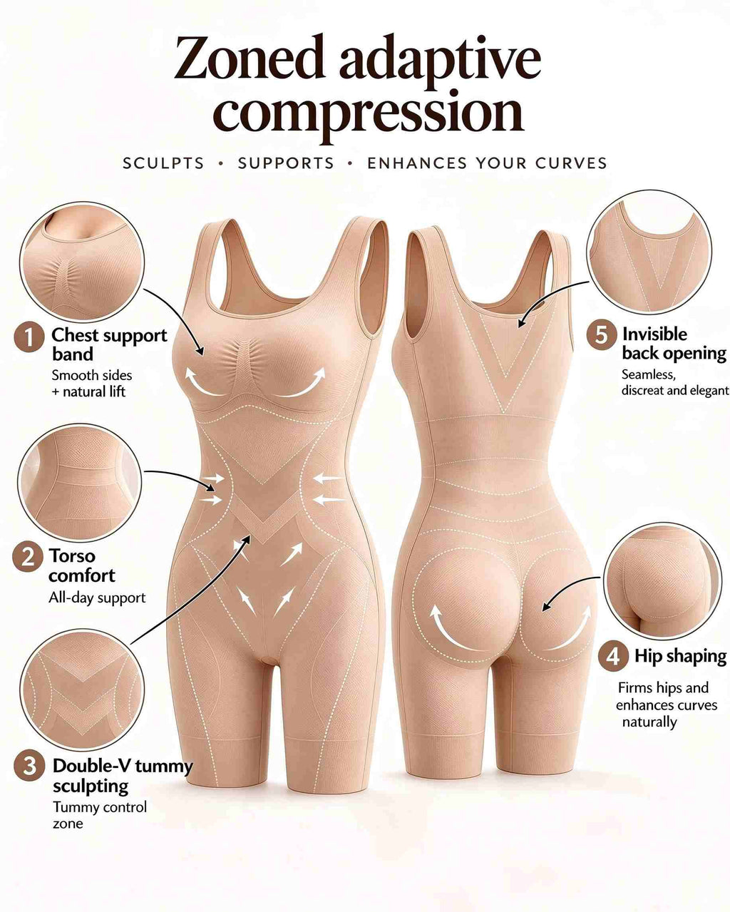 Women's Sculpting Bodysuit – Tummy Control, Butt Lift & Easy Rear Opening