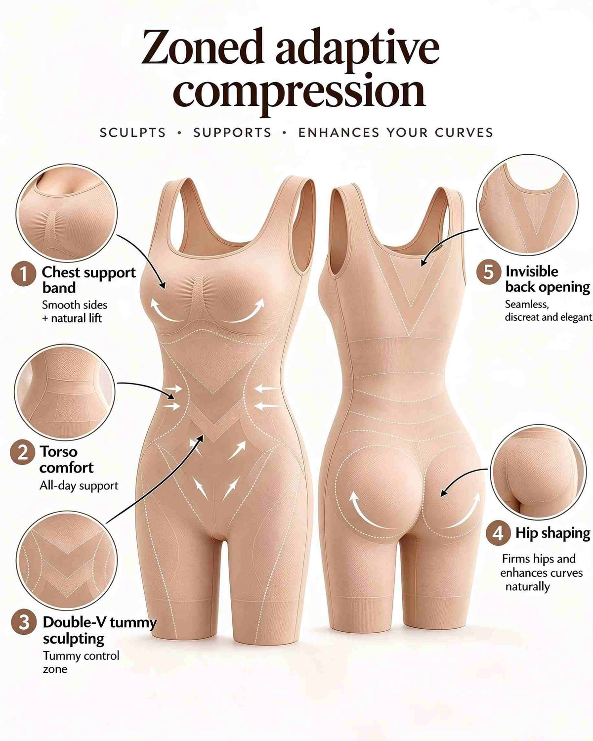 Women's Sculpting Bodysuit – Tummy Control, Butt Lift & Easy Rear Opening