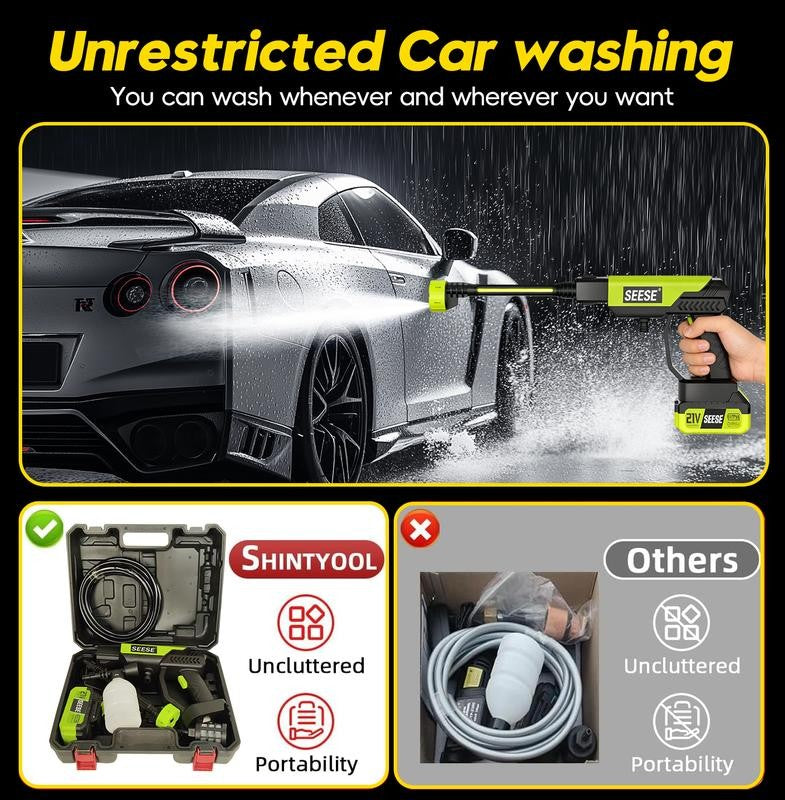 Cordless Pressure Washer – 1000 PSI, 6-in-1 Nozzle & 30-Min Runtime