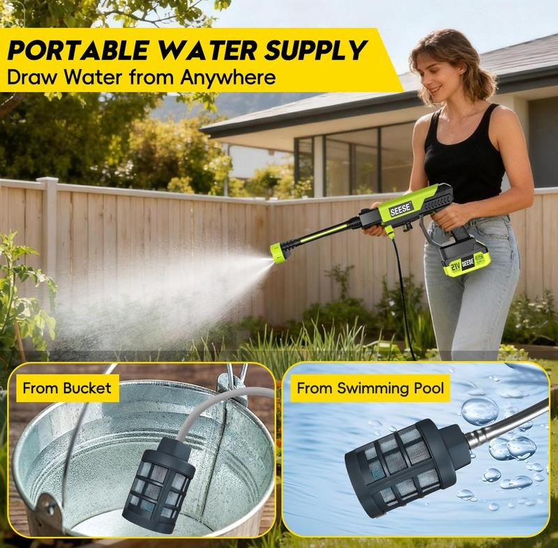 Cordless Pressure Washer – 1000 PSI, 6-in-1 Nozzle & 30-Min Runtime