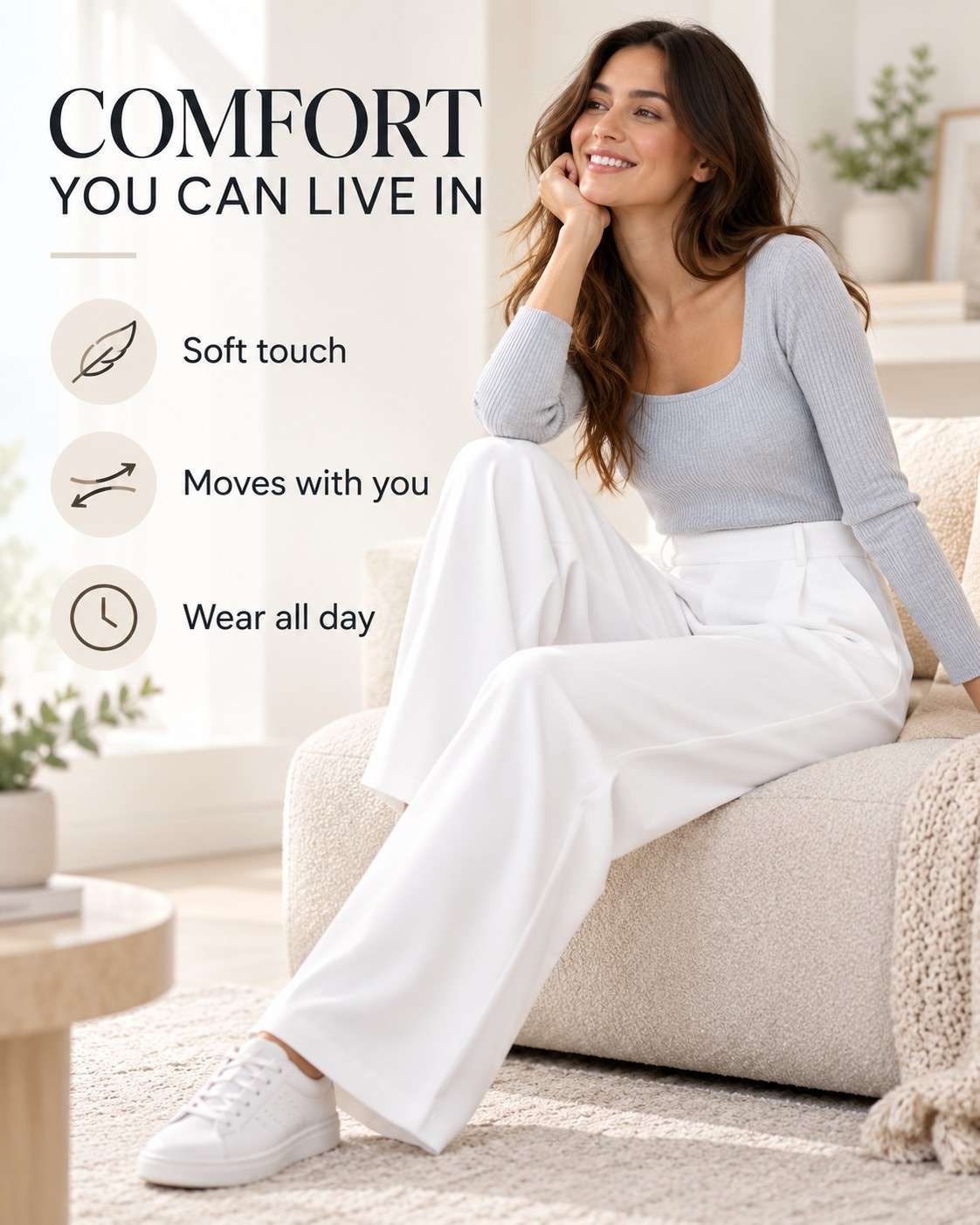 Women’s High-Waist Tailored Trousers – Straight Leg, Stretch & Elegant