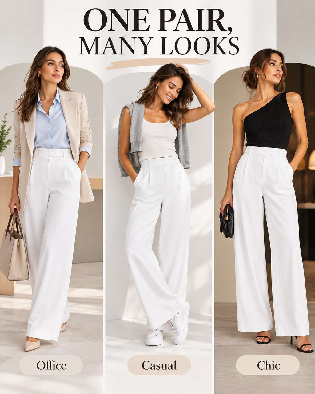 Women’s High-Waist Tailored Trousers – Straight Leg, Stretch & Elegant