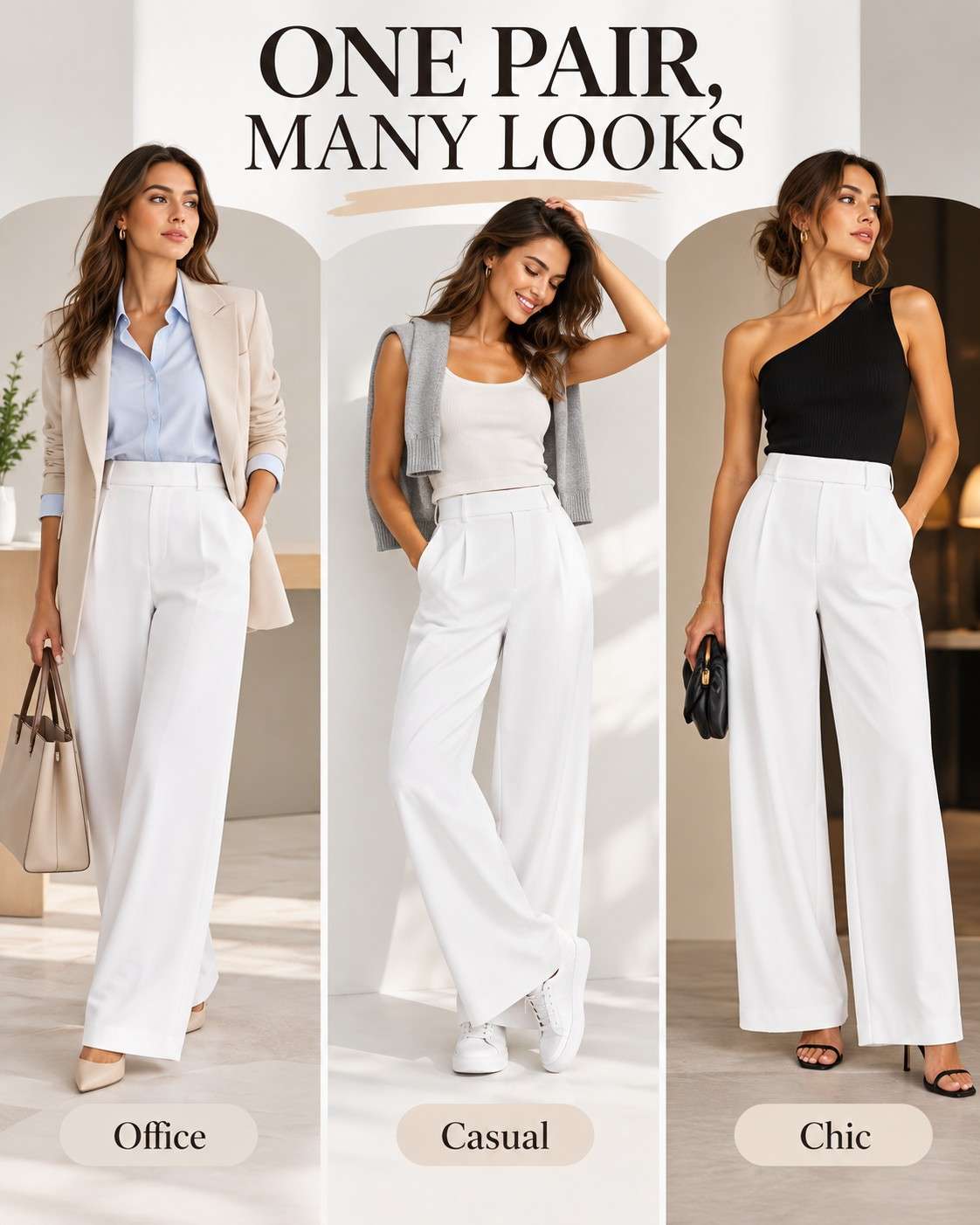 Women’s High-Waist Tailored Trousers – Straight Leg, Stretch & Elegant
