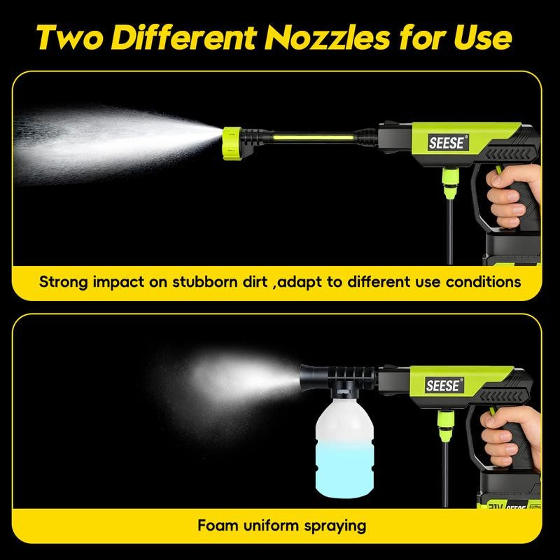 Cordless Pressure Washer – 1000 PSI, 6-in-1 Nozzle & 30-Min Runtime