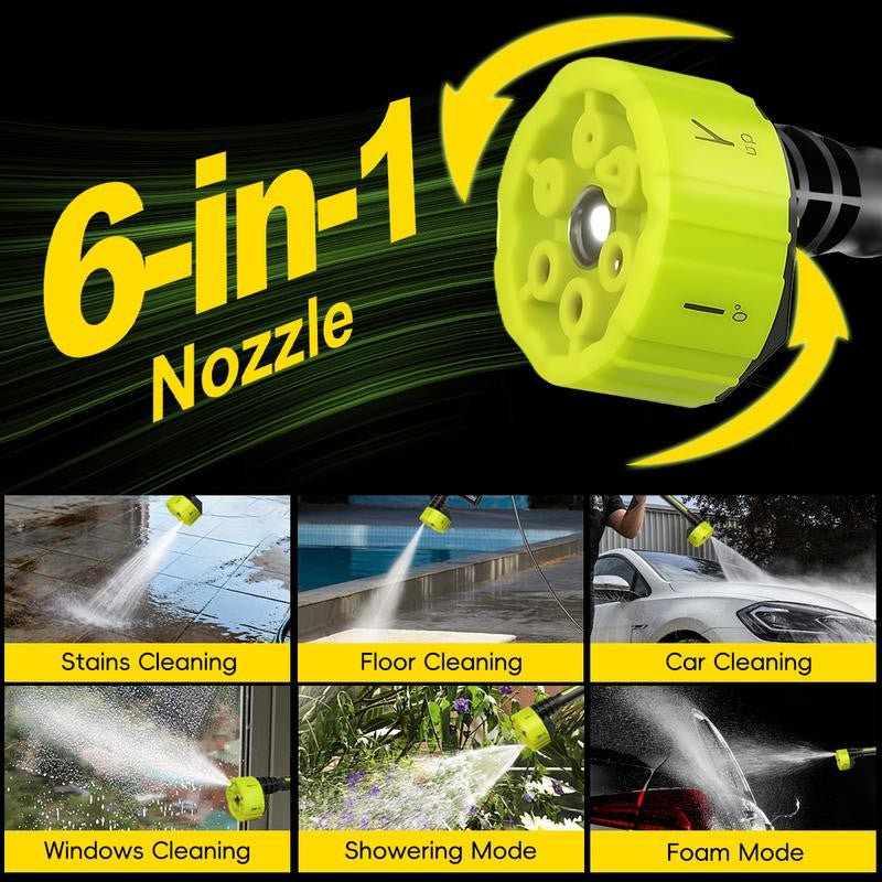 Cordless Pressure Washer – 1000 PSI, 6-in-1 Nozzle & 30-Min Runtime