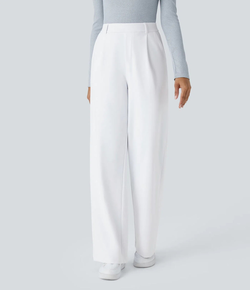 Pantalon tailleur extensible coupe droite taille haute