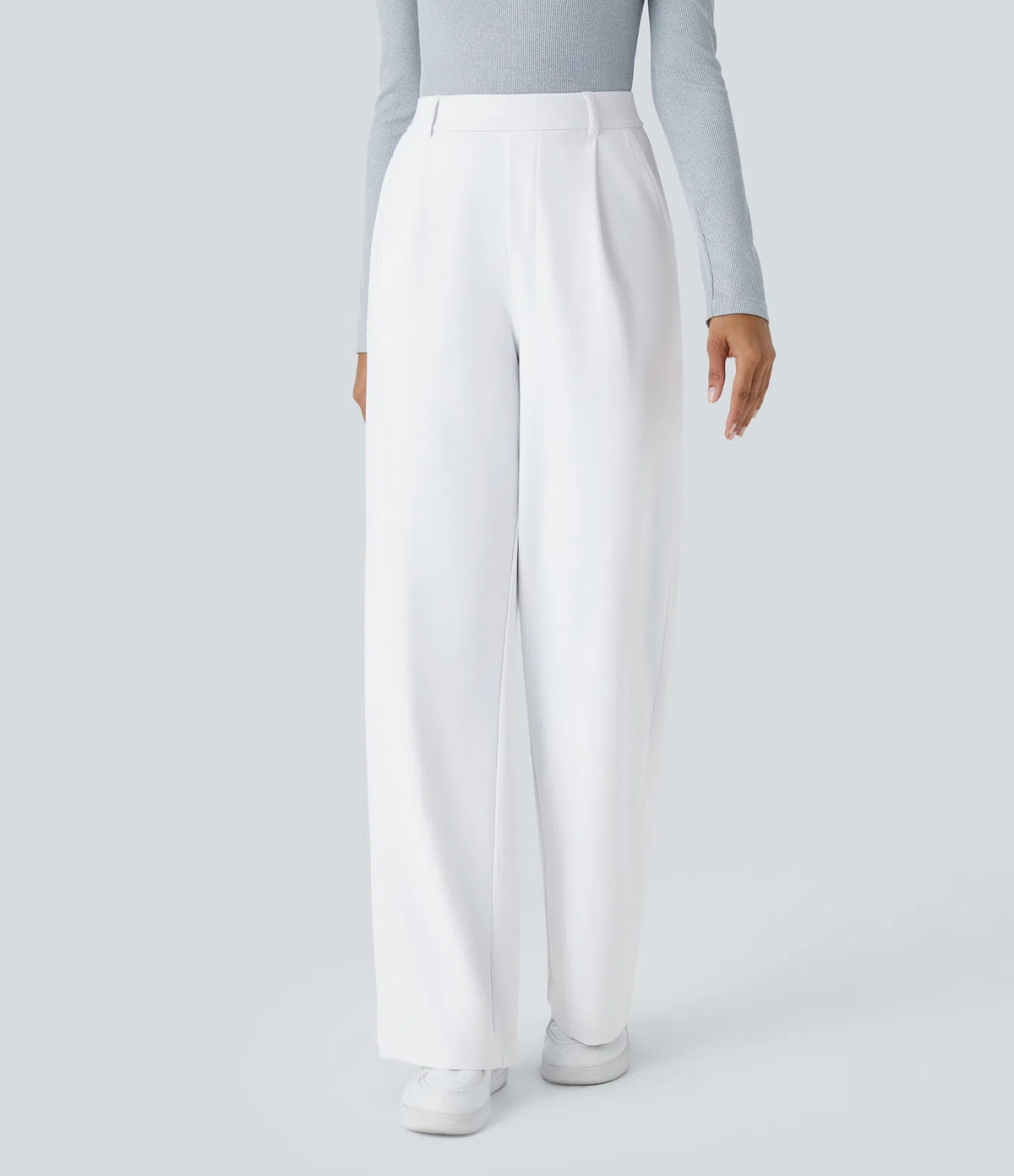 Pantalon tailleur extensible coupe droite taille haute
