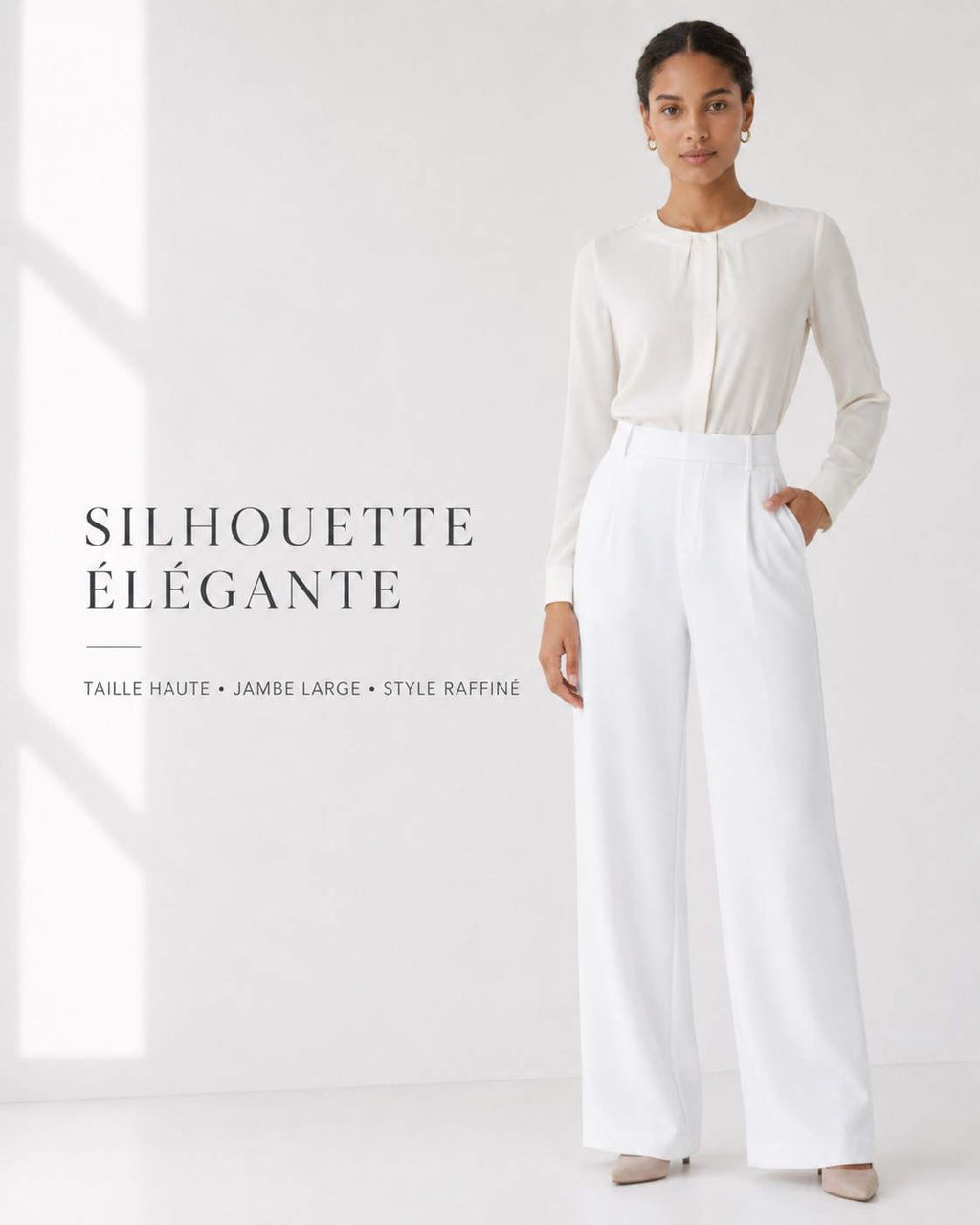 Pantalon tailleur extensible coupe droite taille haute