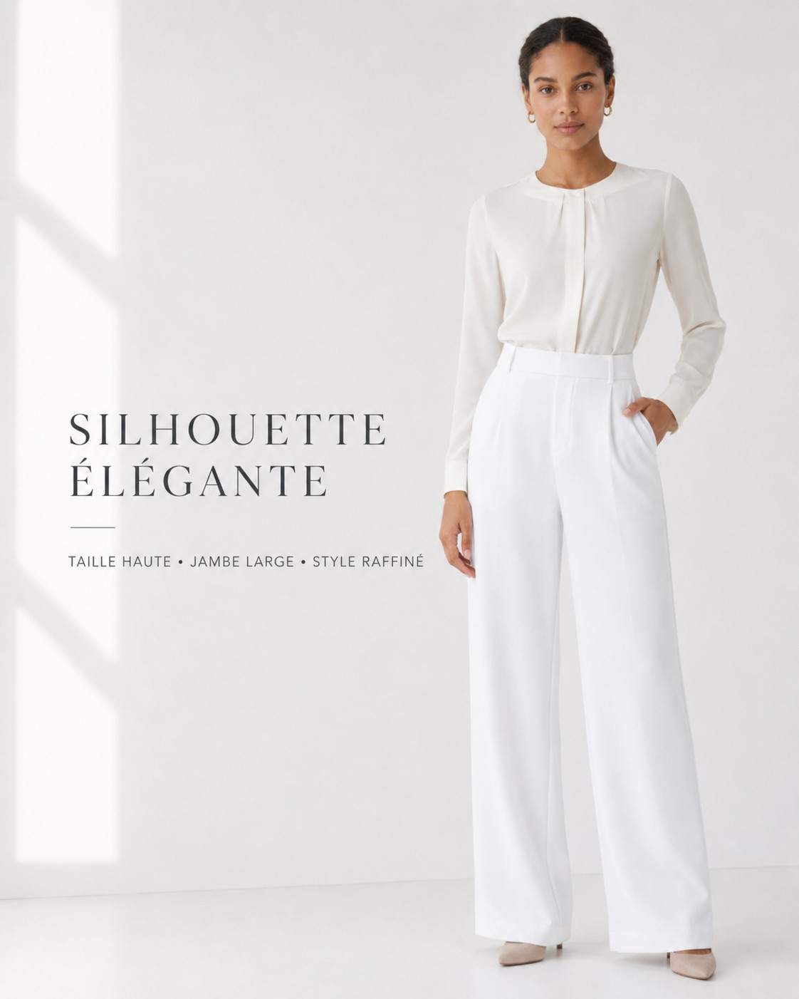 Pantalon tailleur extensible coupe droite taille haute