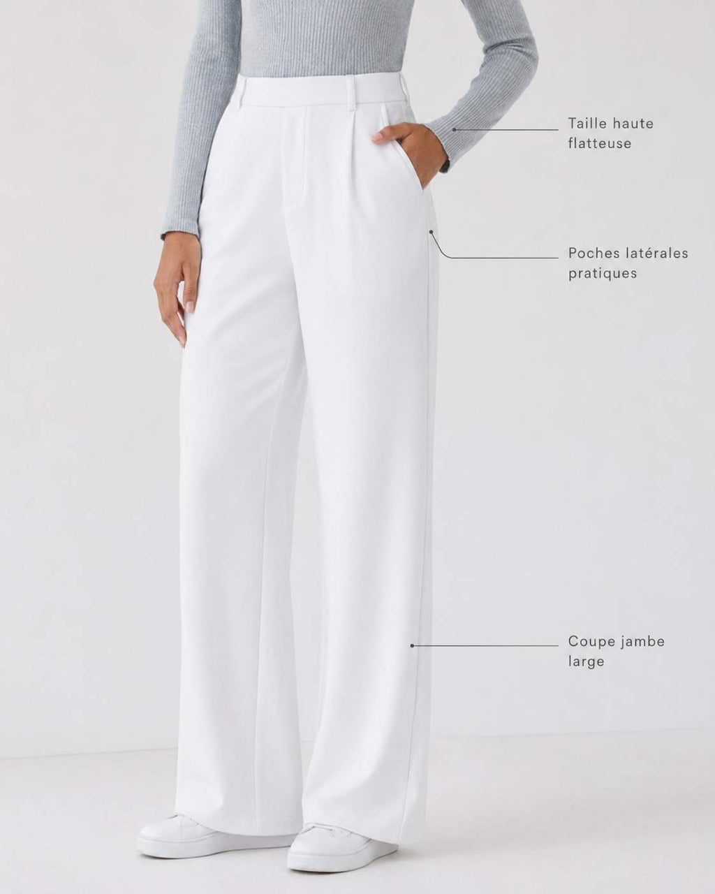 Pantalon tailleur extensible coupe droite taille haute
