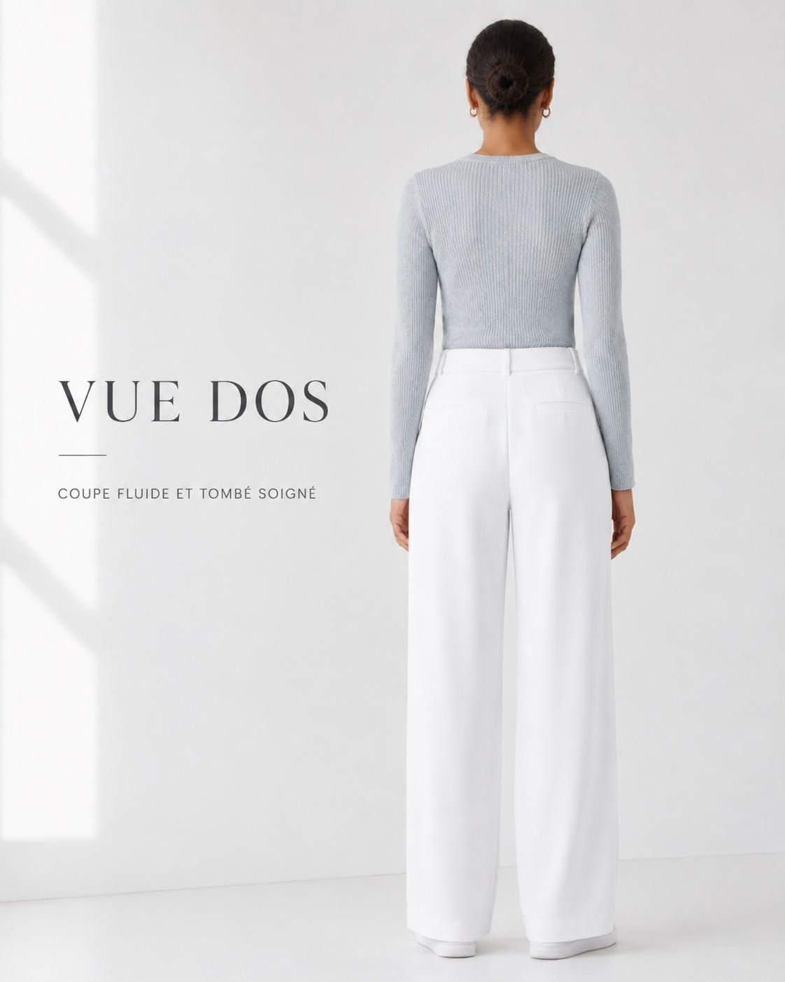 Pantalon tailleur extensible coupe droite taille haute