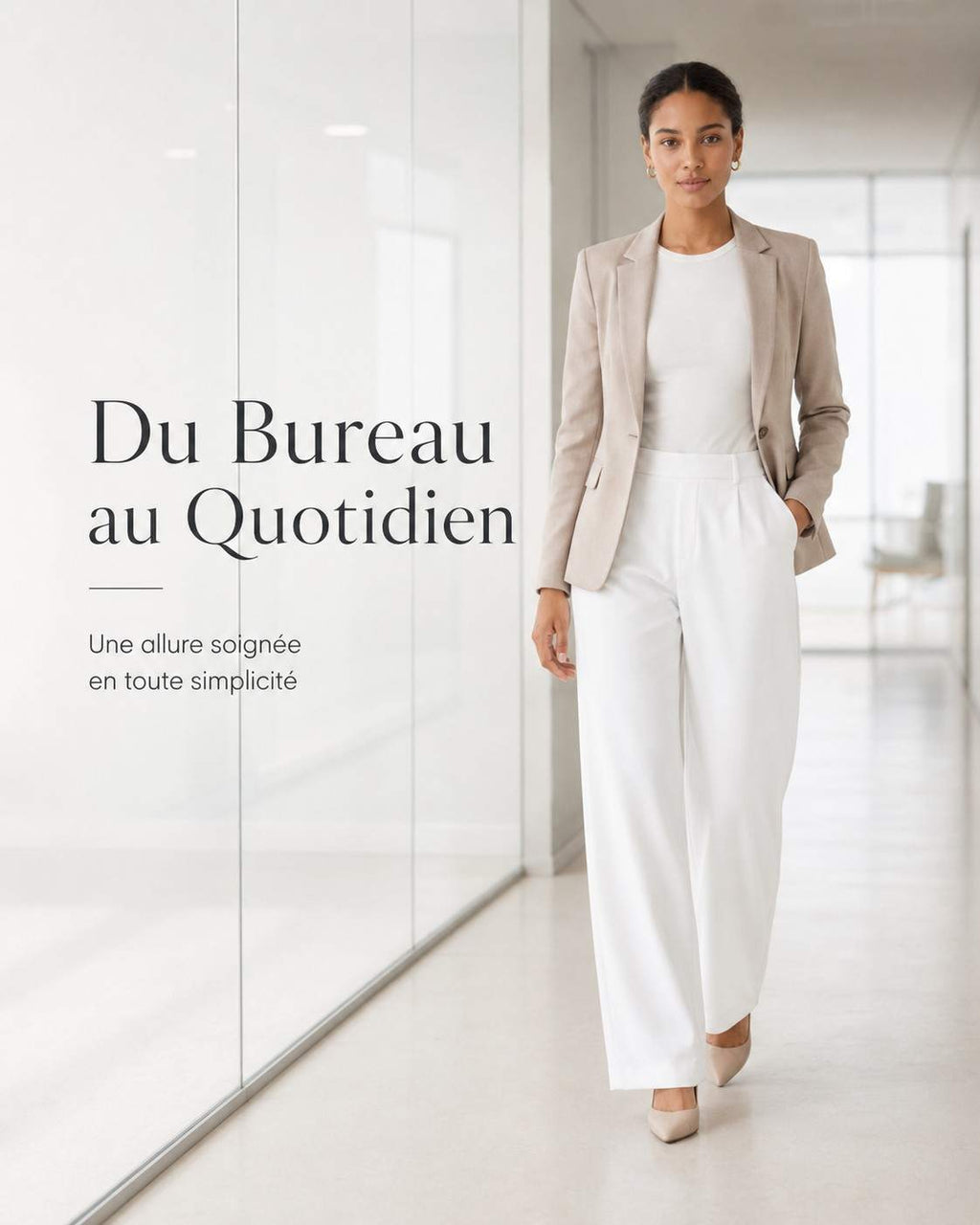 Pantalon tailleur extensible coupe droite taille haute
