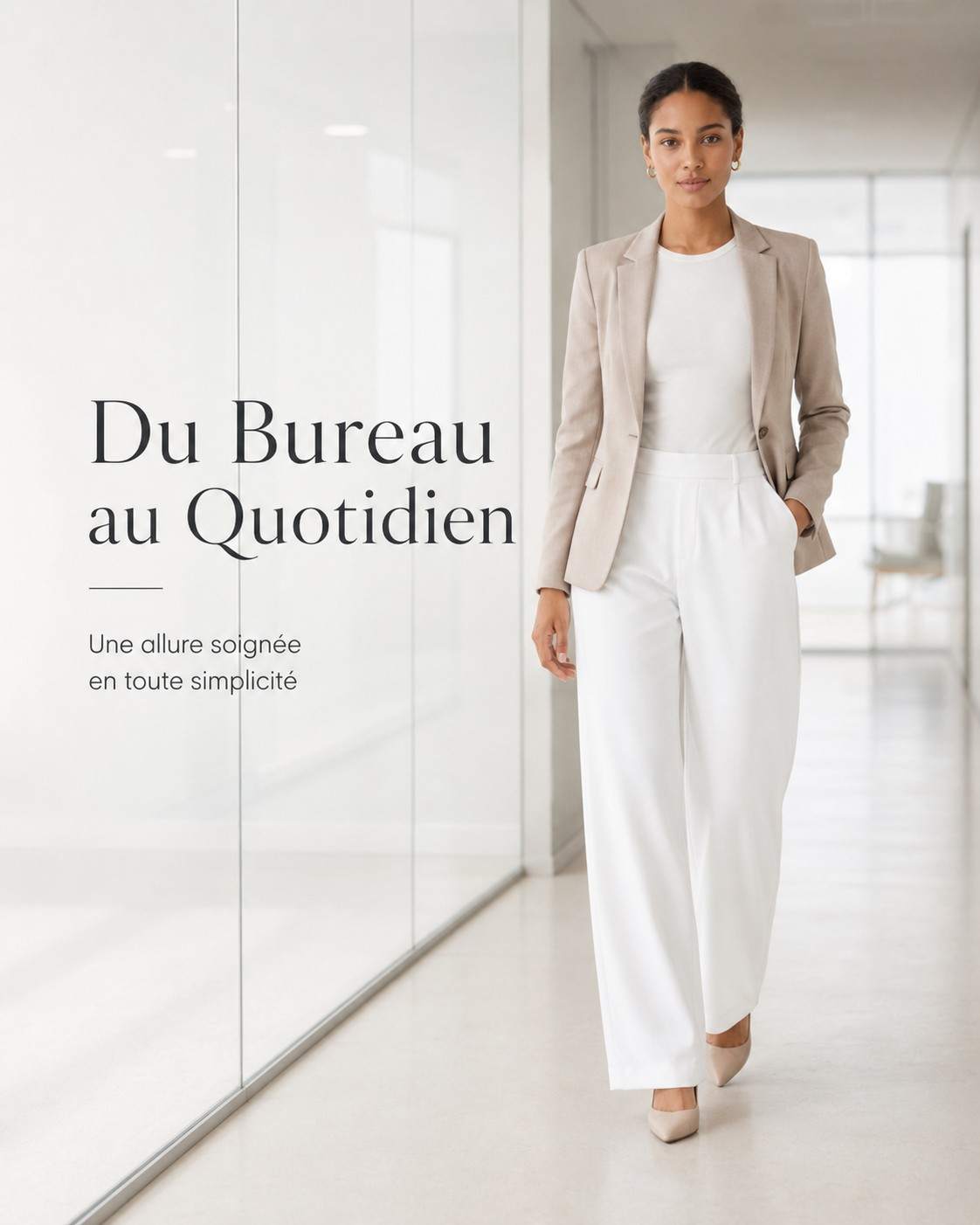 Pantalon tailleur extensible coupe droite taille haute