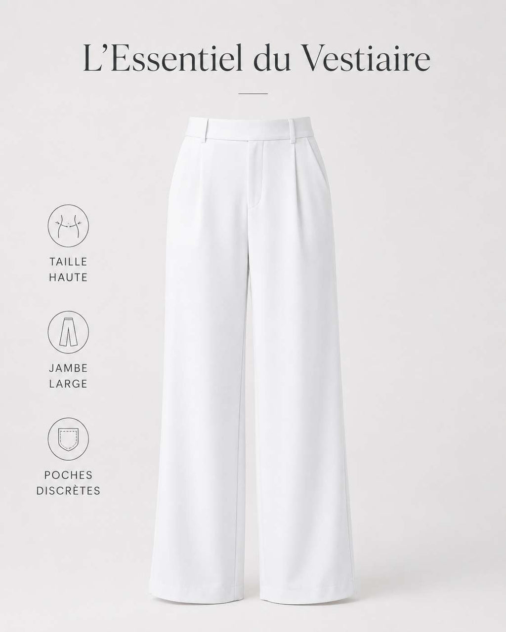 Pantalon tailleur extensible coupe droite taille haute