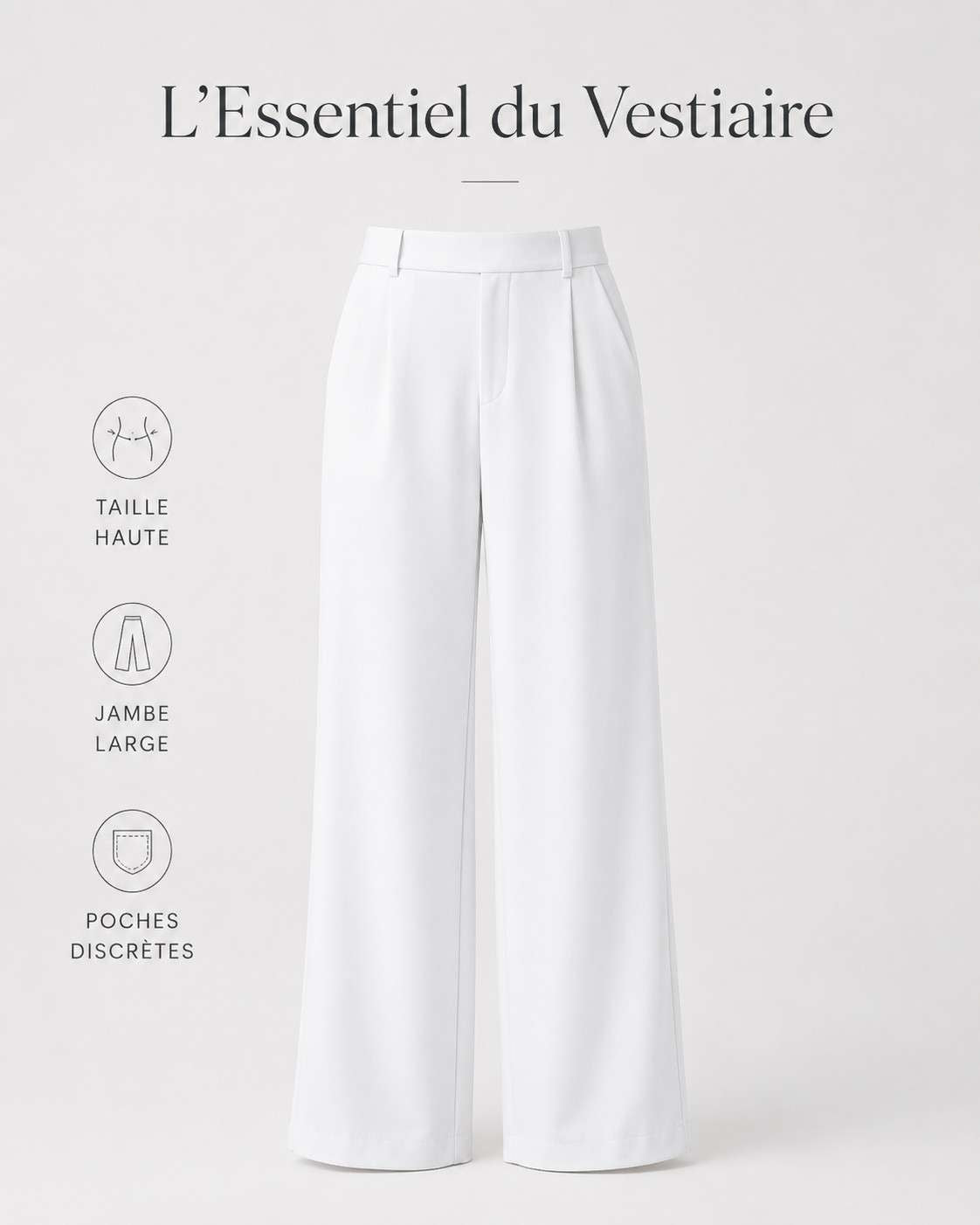Pantalon tailleur extensible coupe droite taille haute
