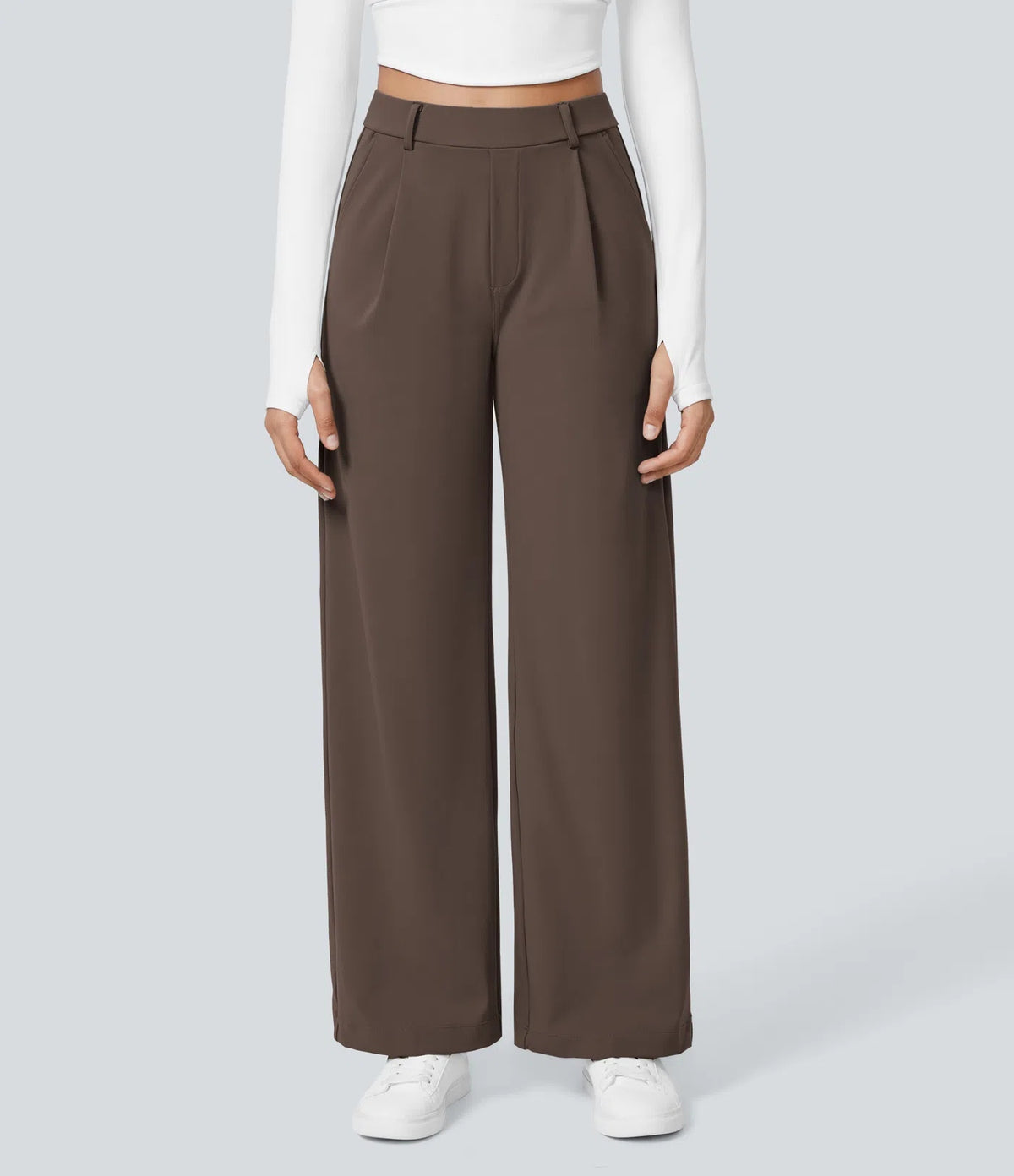 Pantalon tailleur extensible coupe droite taille haute