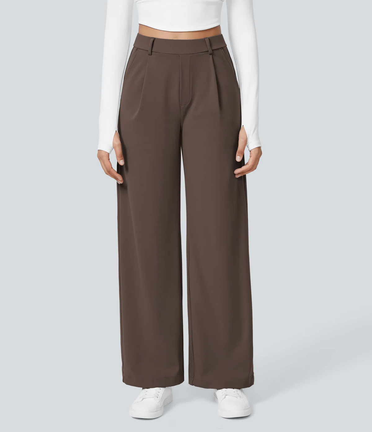 Pantalon tailleur extensible coupe droite taille haute
