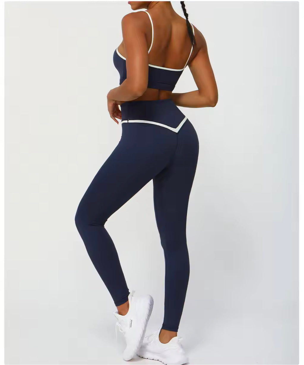 Contrast Cross Waist Sculpt Leggings