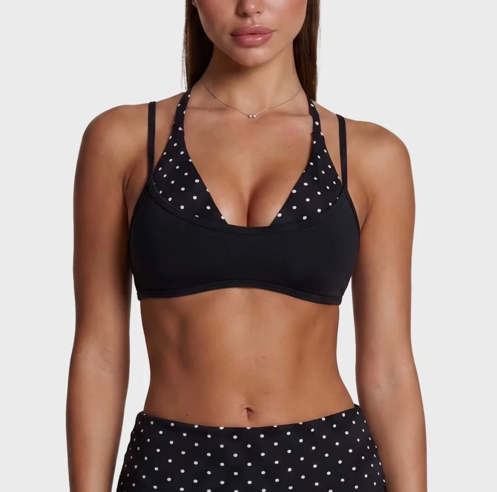 Polka Dots Cutout Sports Bra