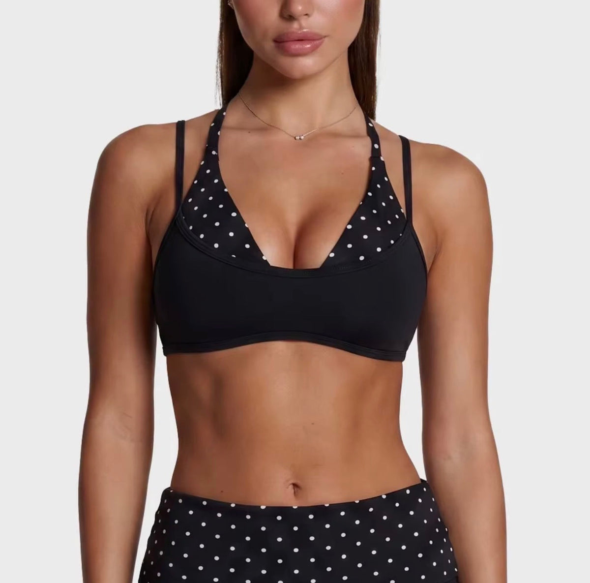 Polka Dots Cutout Sports Bra