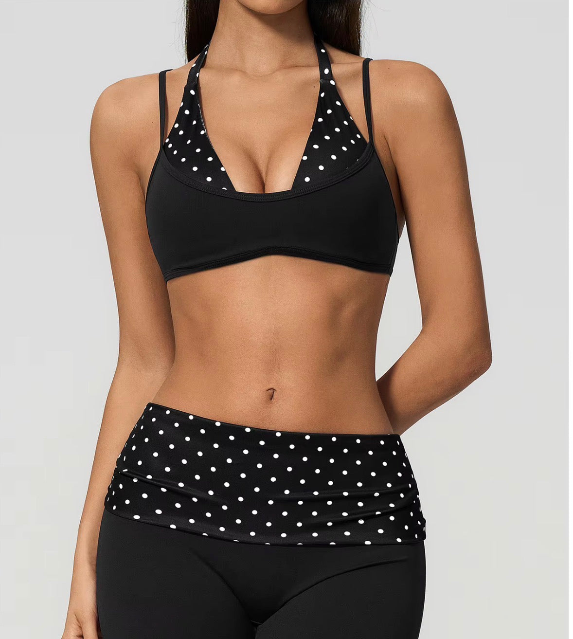 Polka Dots Cutout Sports Bra
