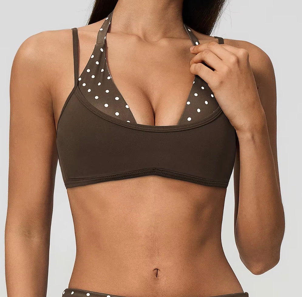 Polka Dots Cutout Sports Bra