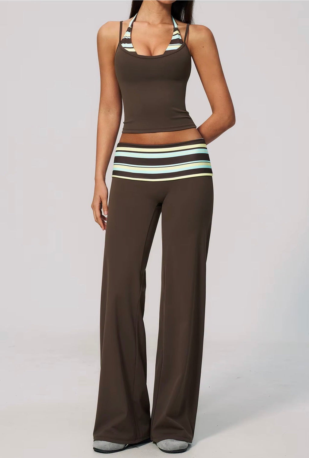 Studio Striped Racerback Crop Tank