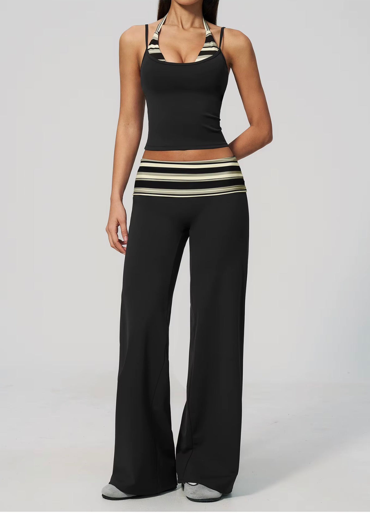 Studio Striped Racerback Crop Tank