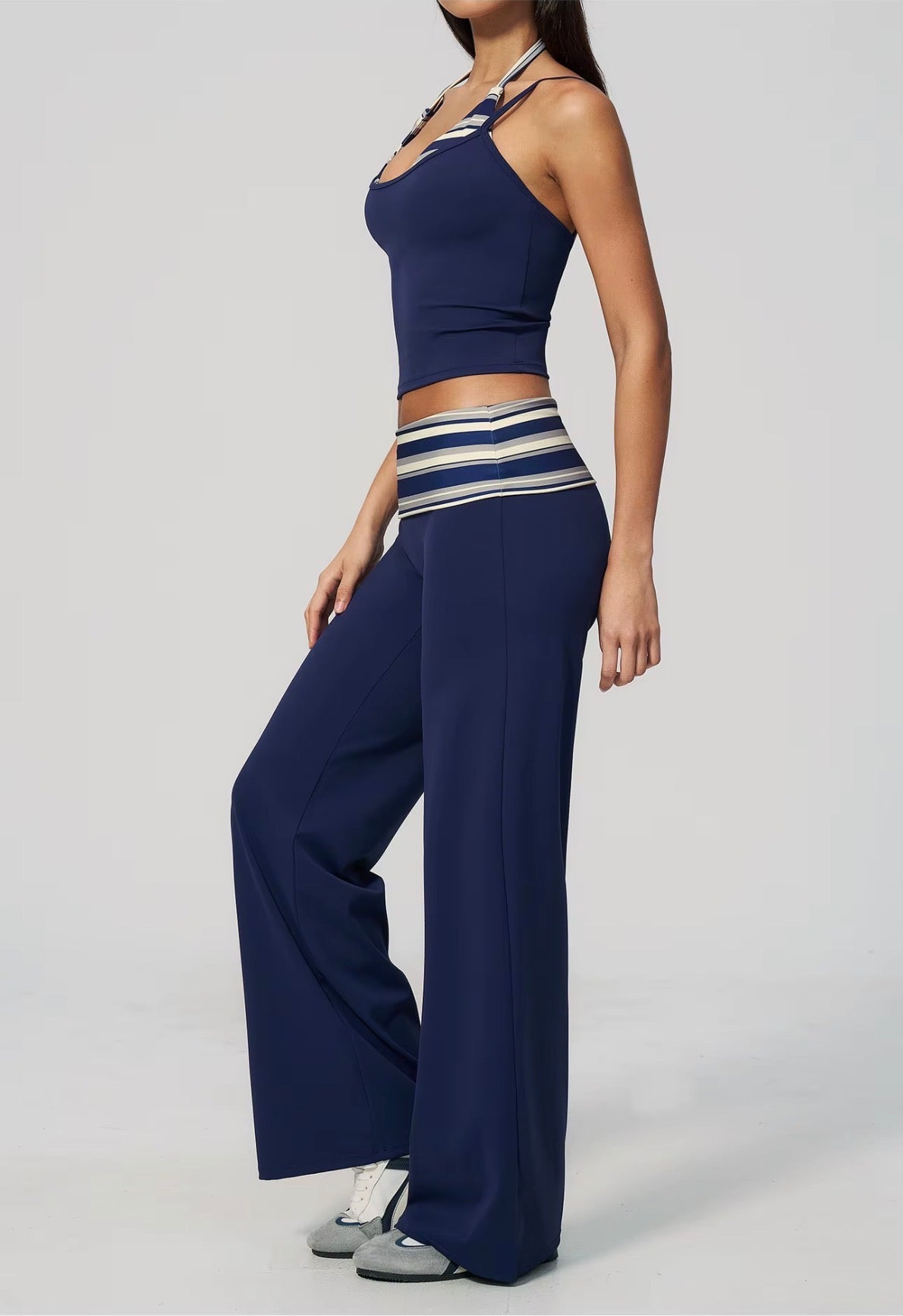 Studio Striped Racerback Crop Tank