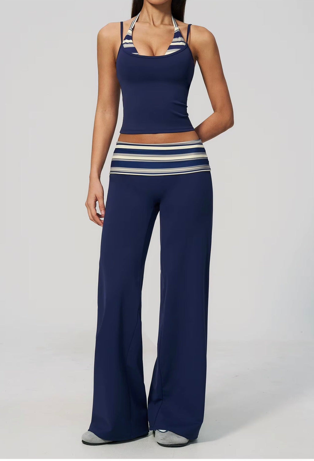 Studio Striped Racerback Crop Tank