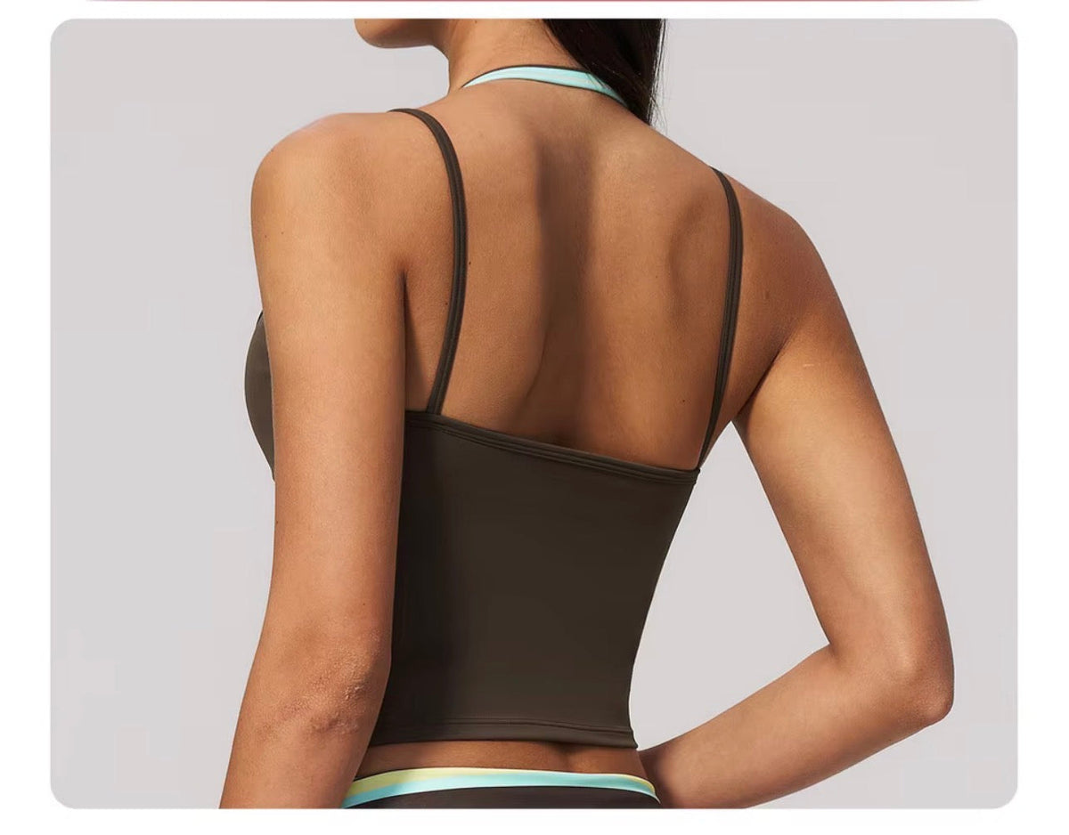 Studio Striped Racerback Crop Tank