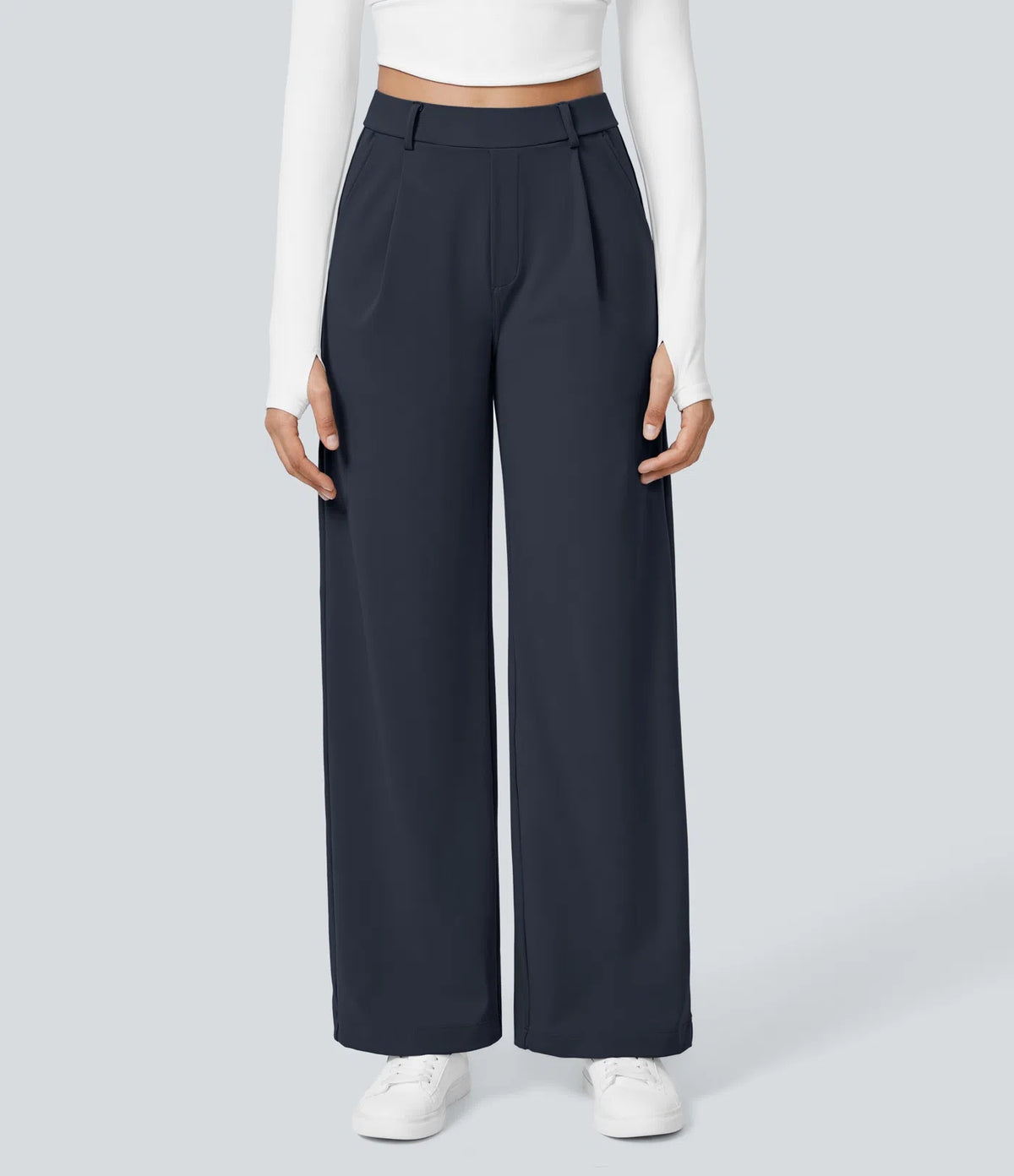 Pantalon tailleur extensible coupe droite taille haute
