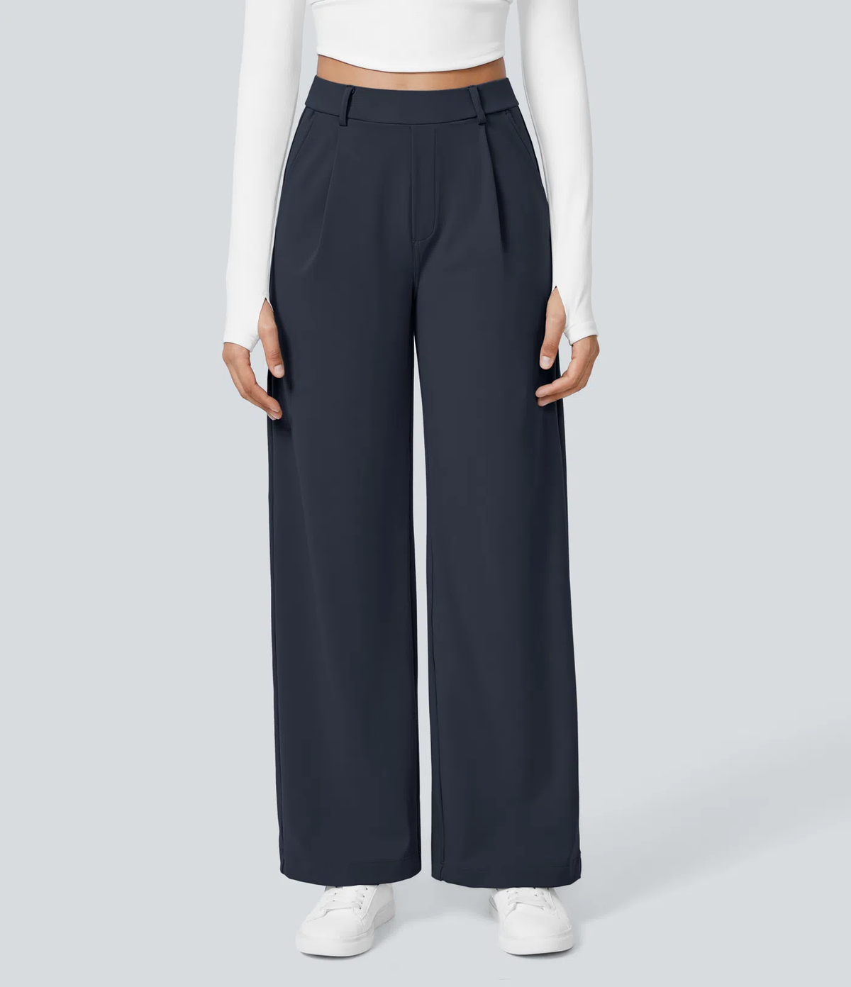 Pantalon tailleur extensible coupe droite taille haute