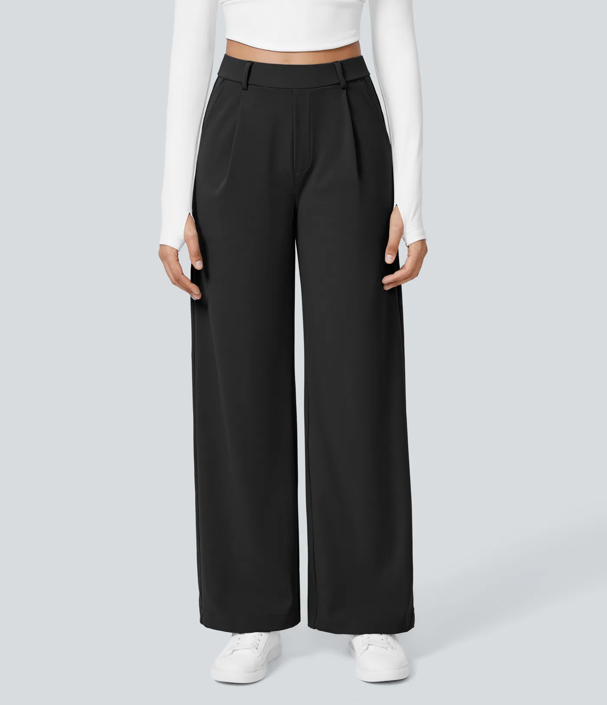 Pantalon tailleur extensible coupe droite taille haute