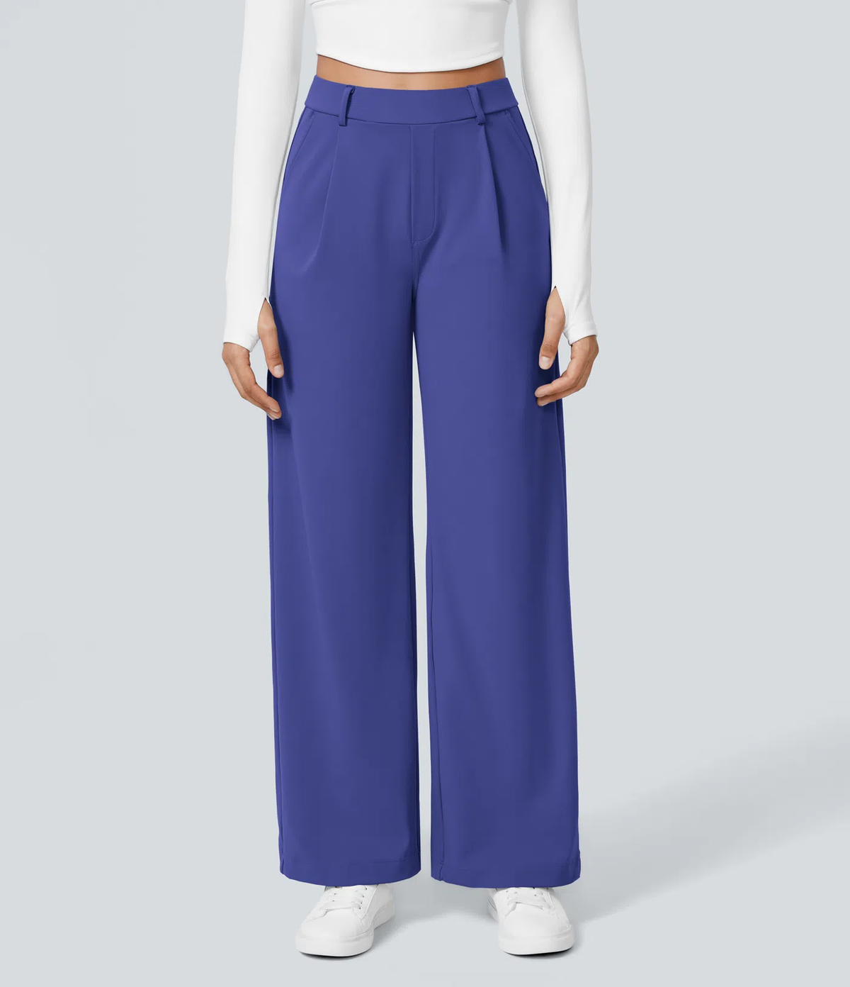 Pantalon tailleur extensible coupe droite taille haute