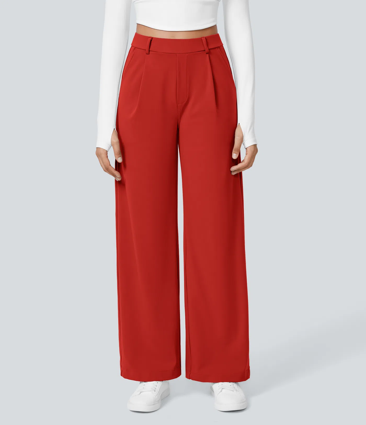 Pantalon tailleur extensible coupe droite taille haute